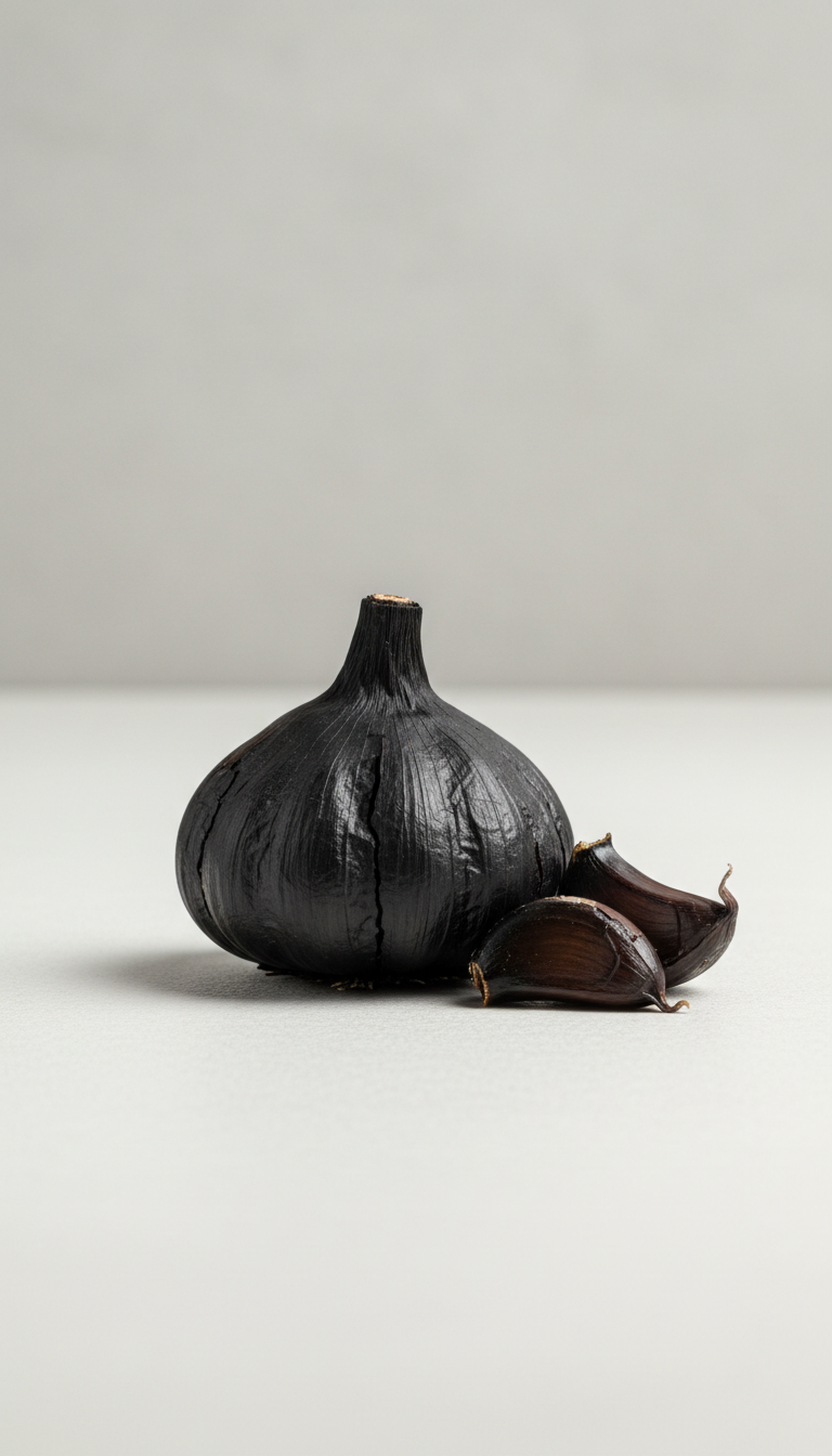Bulbe entier d’ail noir vieilli